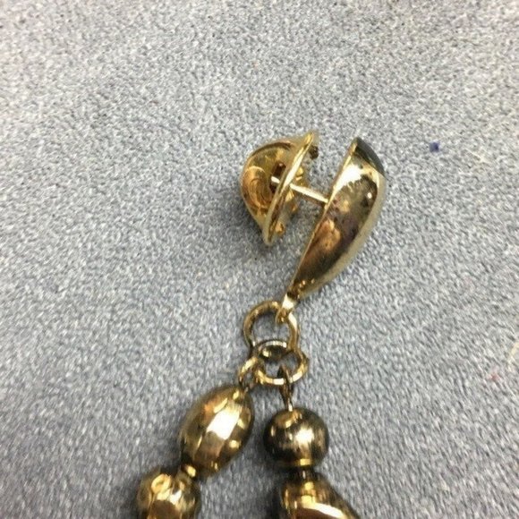 Collar Tack Pin Gold Necklace As Is Heart Lock Key Dangle Diamond Retro BoHo - Picture 5 of 9